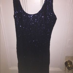 tobi • sequin navy blue dress, v neck back